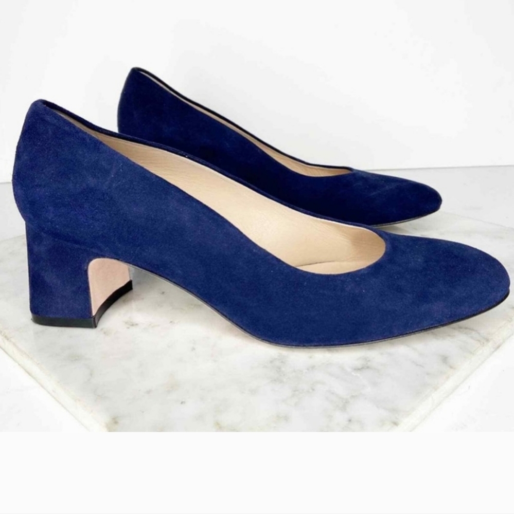 Stuart Weitzman Blue Suede Block Heel